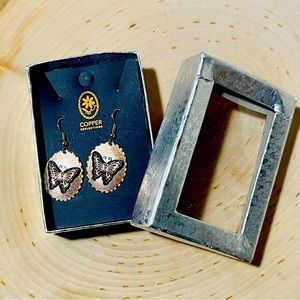 Copper reflections butterfly dangle earrings